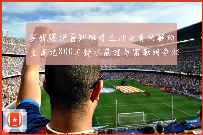 英媒曝伊普斯维奇主帅麦肯纳解约金高达800万镑水晶宫与富勒姆争相追逐